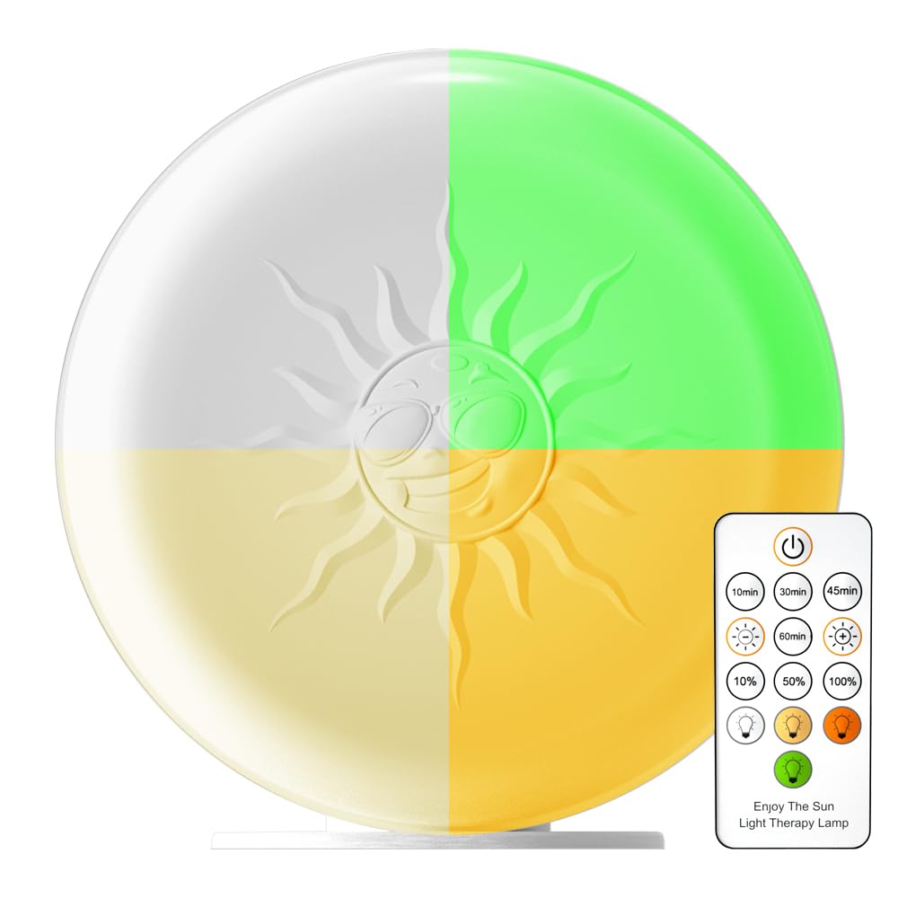 BQHY Light Therapy Lamp front view showing UV-free 10,000 lux mood light.