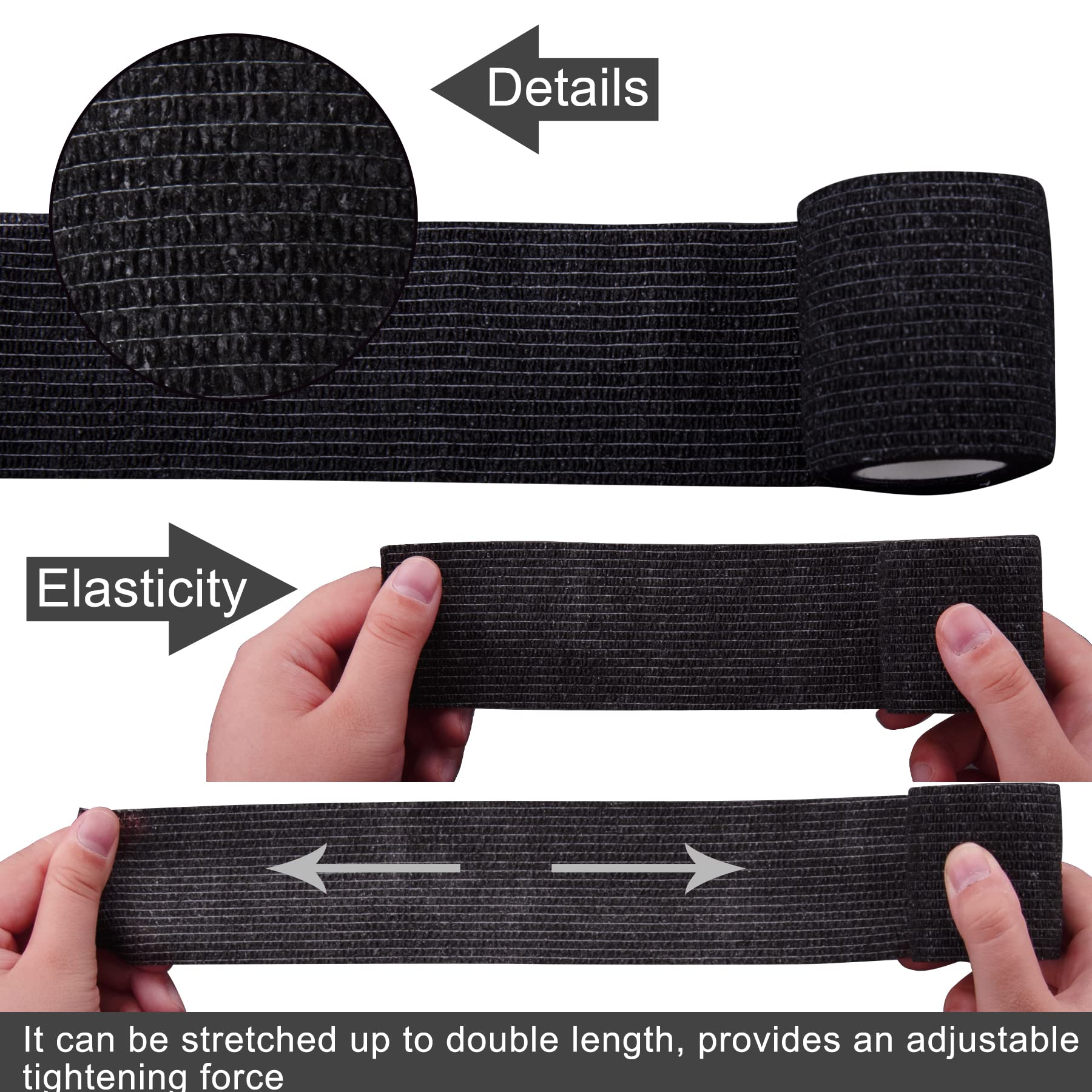 Ankle wrapped with BQTQ bandage providing flexible, adjustable tightening