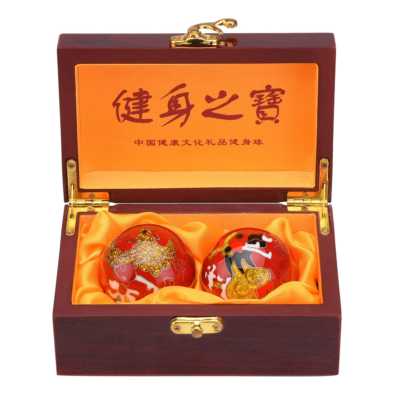 BRABUD Baoding ball with dragon and phoenix pattern in red for sensory focus