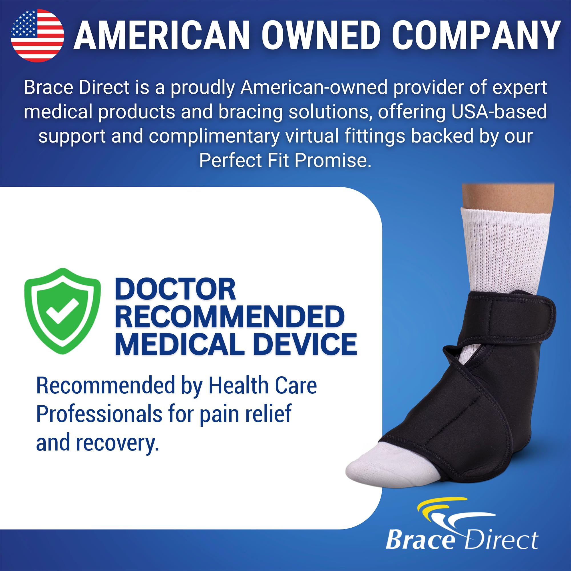 Brace Direct full-foot coverage illustration suitable for plantar fasciitis support.
