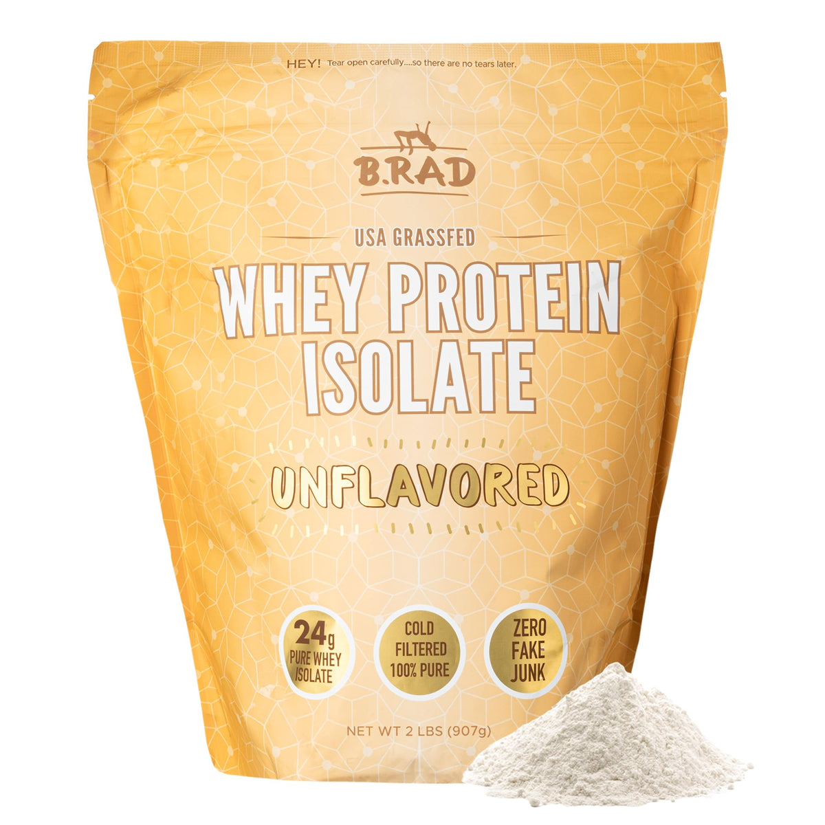 B.rad Grass-Fed Whey Isolate front view, ideal for keto-friendly shakes
