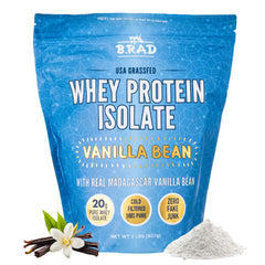B.rad Grass-Fed Whey Isolate vanilla bottle for quick high protein shakes