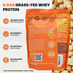 B.rad Grass-Fed Whey Protein Isolate scoop beside powder for precise servings