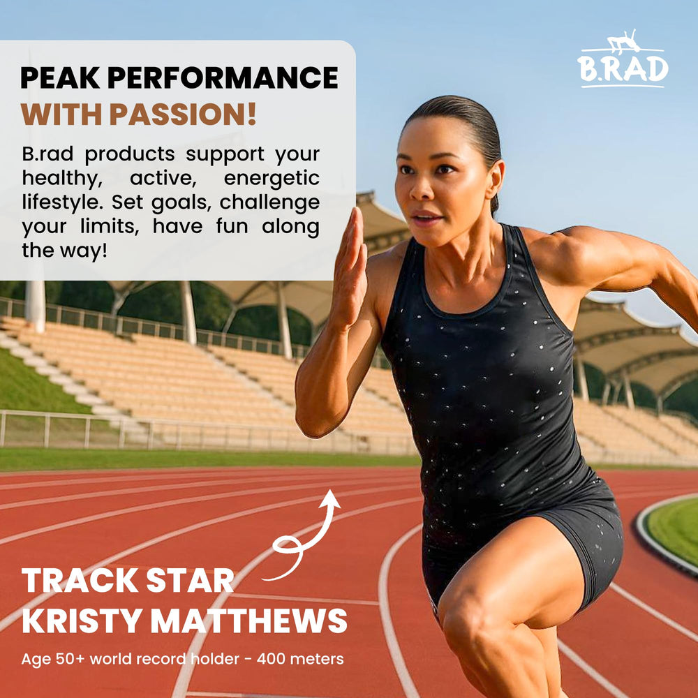 B.rad brand story highlights Brad Kearns and athletic heritage.