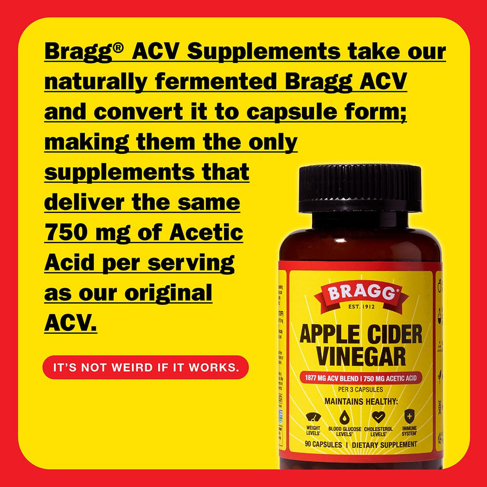 Bragg ACV capsules nutrition label close-up for transparency and quality.