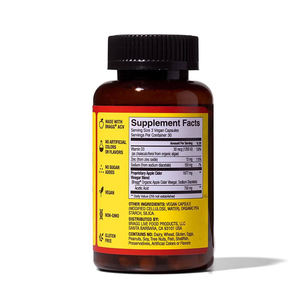 Bragg ACV capsules taken with meals scene emphasizes daily routine.