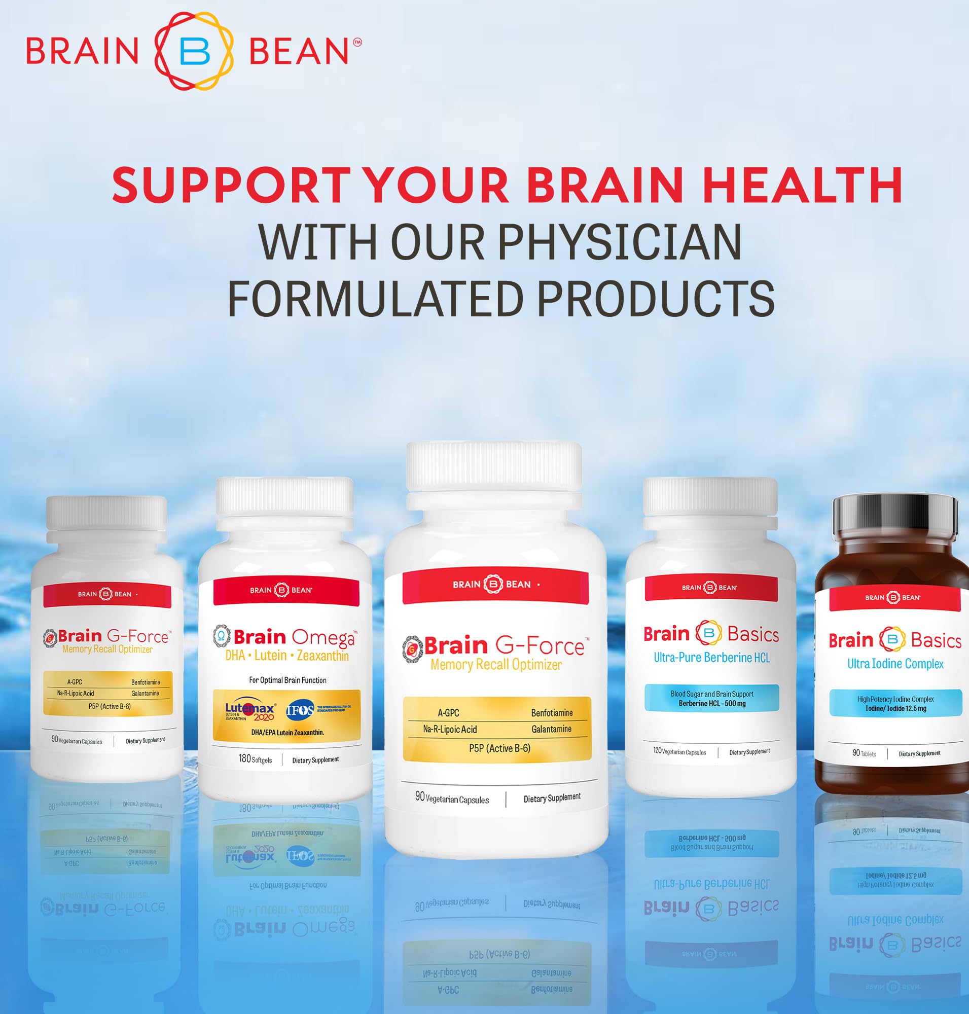 Brain Bean Brain G-Force lab-inspired graphic communicates science-backed ingredients.