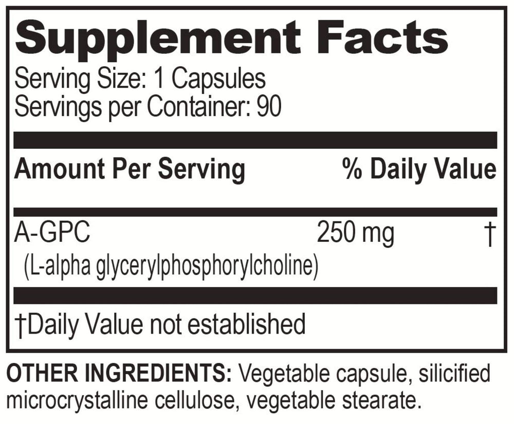 Brain Bean Alpha-GPC capsules illustrating high-bioavailability choline for focus.