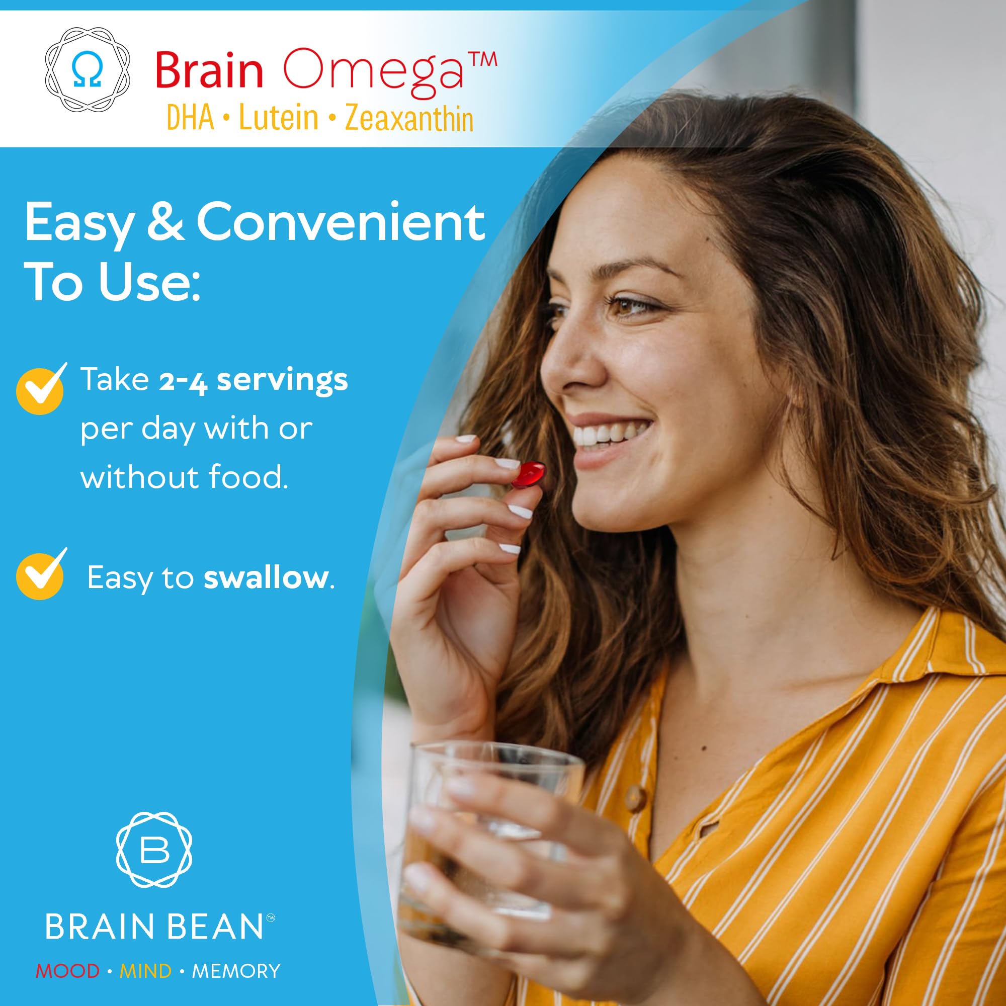 Brain Bean packaging highlights USA-made quality and science-backed formulation