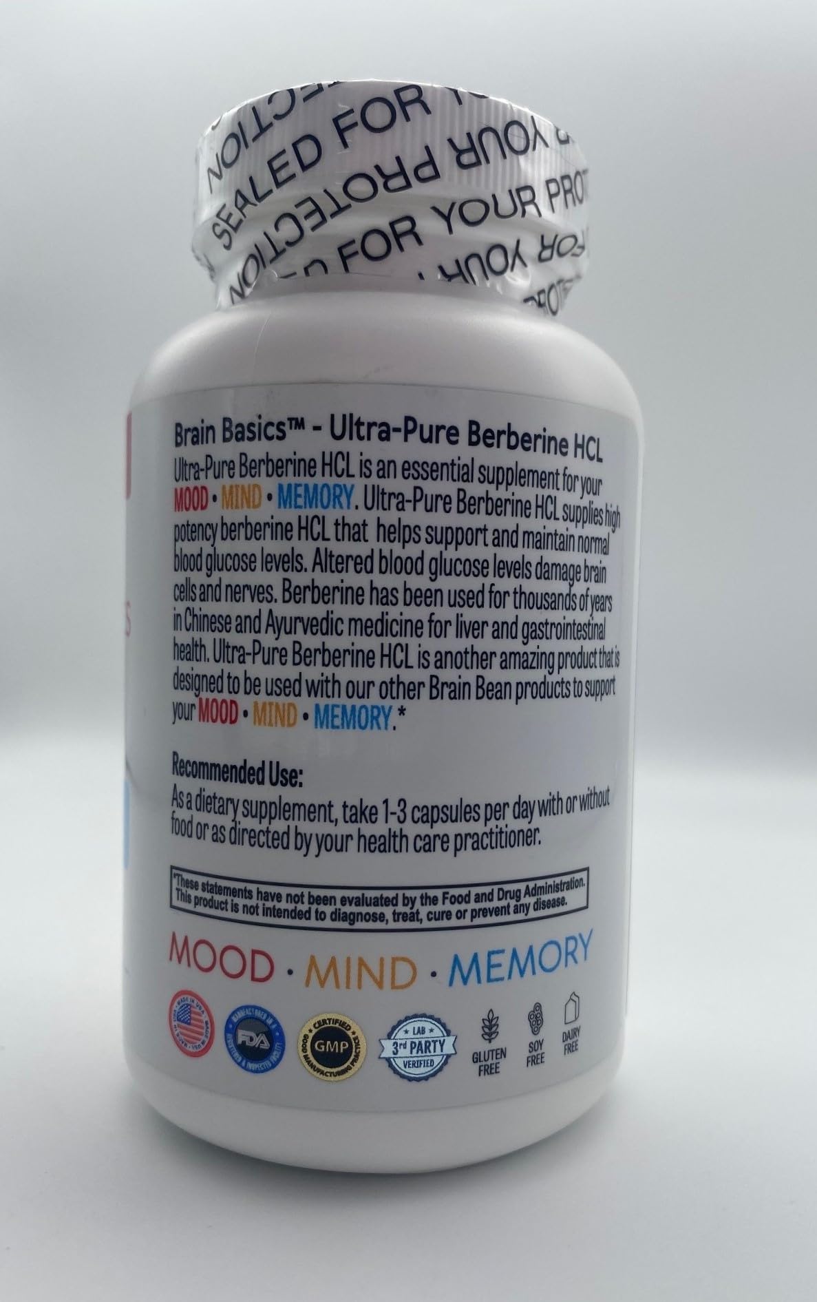 Brain Bean Ultra Berberine HCL package designed for convenient daily use