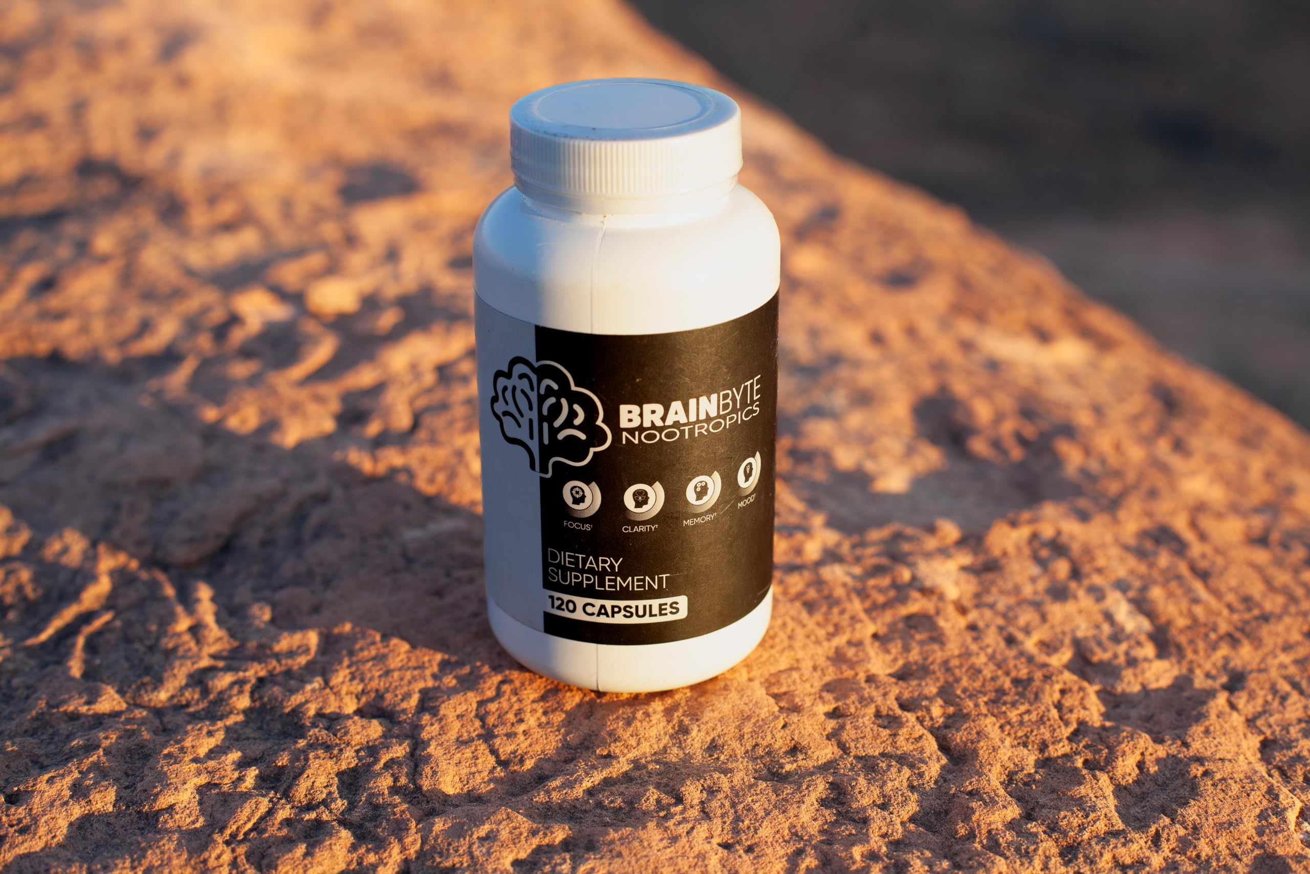BrainByte Nootropics on a desk for focused work