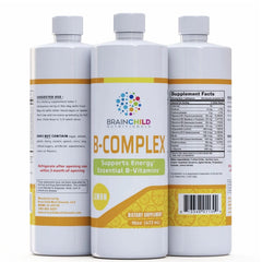 BrainChild B-Complex Liquid bottle front view; high-potency B vitamins for energy support.