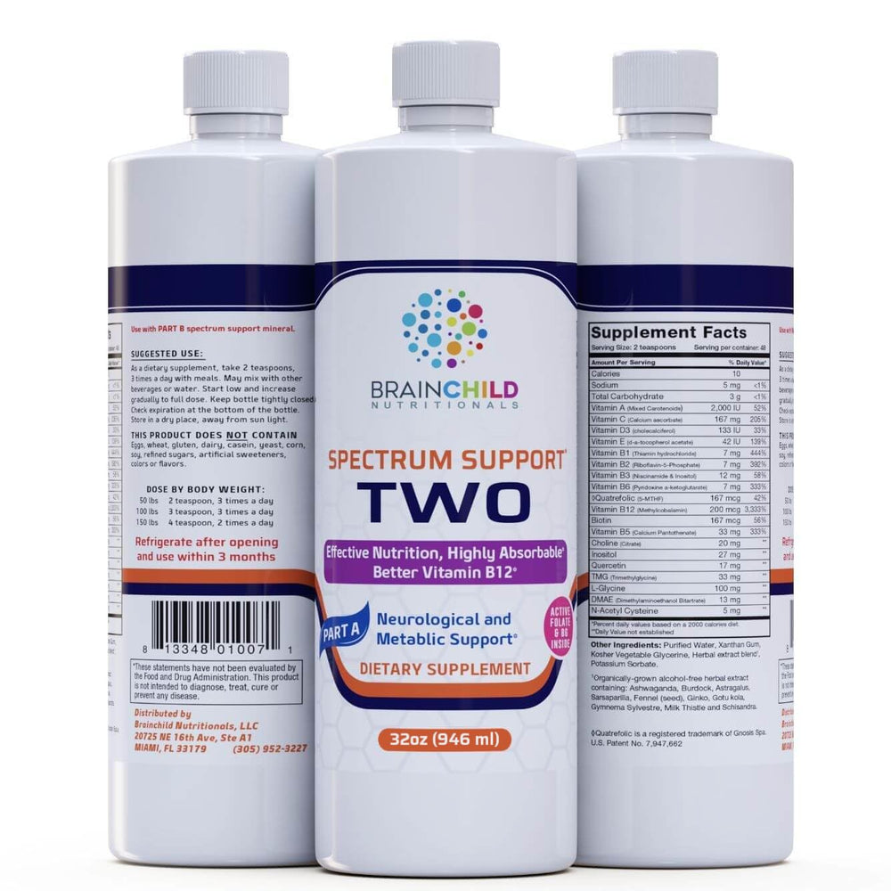 BrainChild Spectrum Support II P5P bottle pour supports targeted nutrition for kids and adults on the spectrum