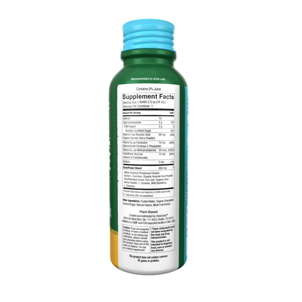 BrainJuice 2.5 oz shot for on-the-go energy and focus.