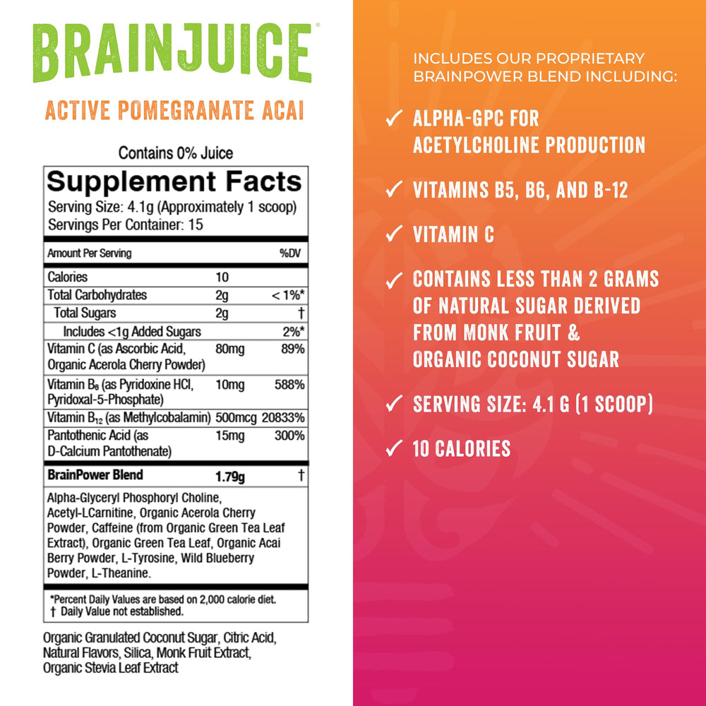 BrainJuice Active Pomegranate Acai scoop in use for measured servings.