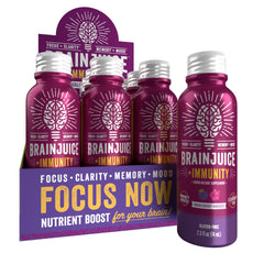 BrainJuice Brain & Immune Shot bottle front for quick energy and focus on the go