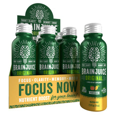 BrainJuice Peach Mango bottle ready-to-drink shot for quick focus