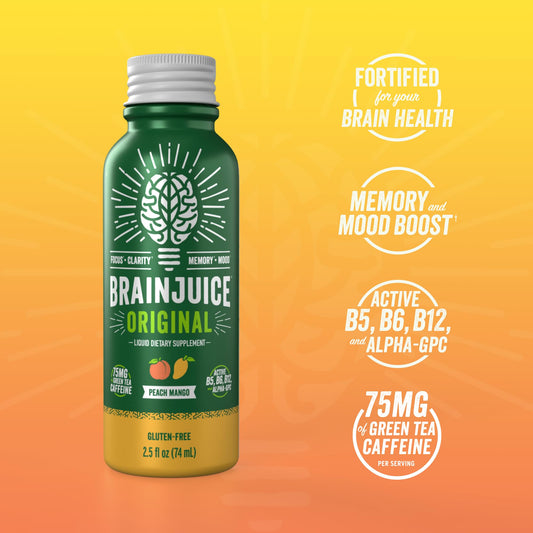 BrainJuice Brain Support Shot being poured for immediate alertness