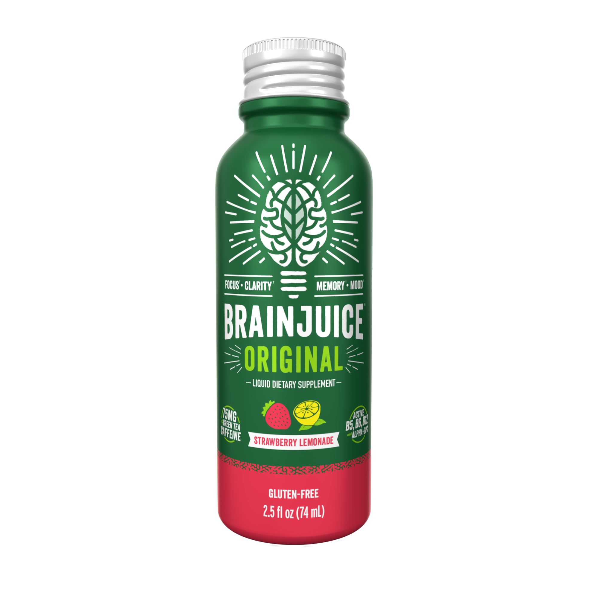 Pouring BrainJuice Energy Shot to illustrate quick absorption and clarity