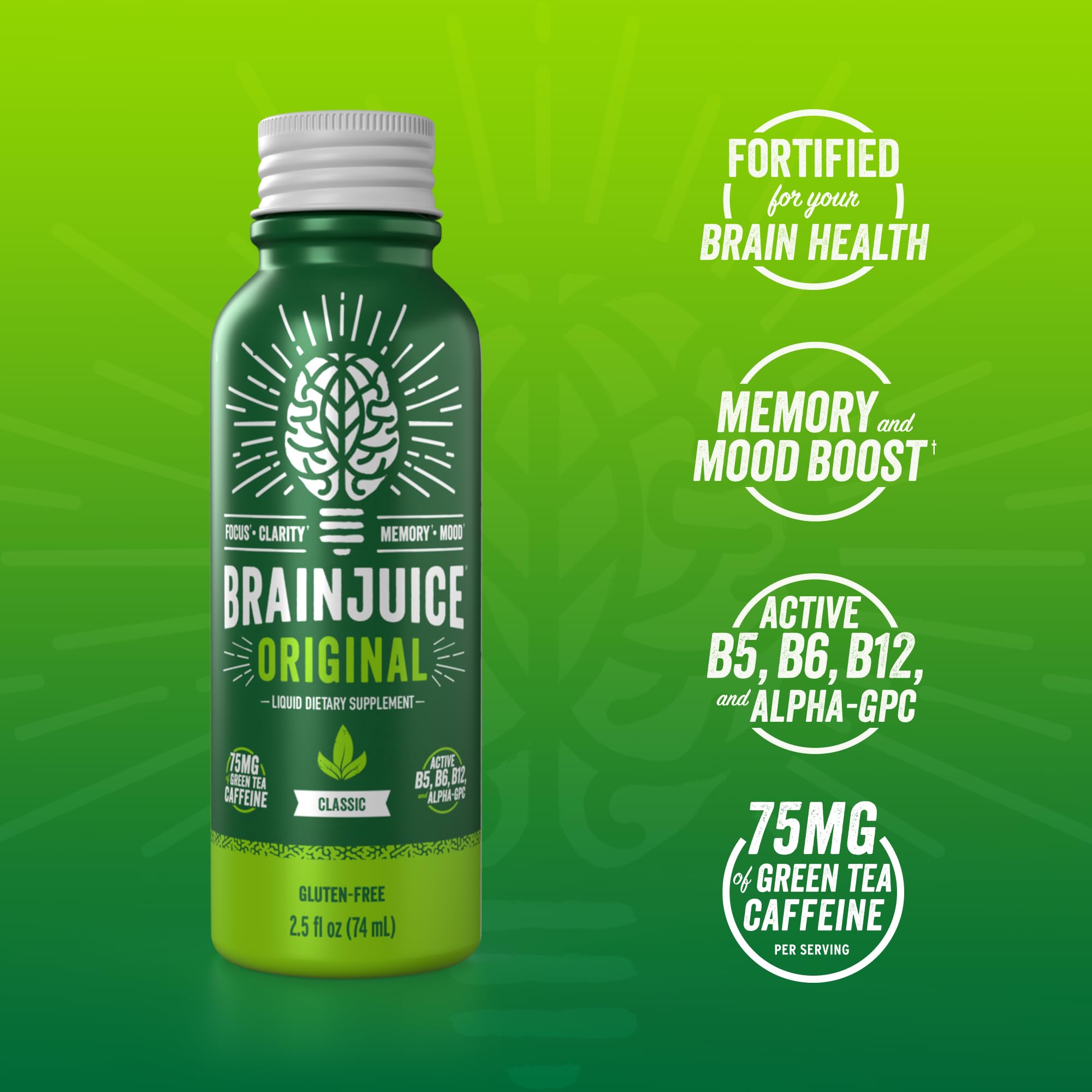 BrainJuice focus-shot-pour demonstrates convenient dose for productivity.