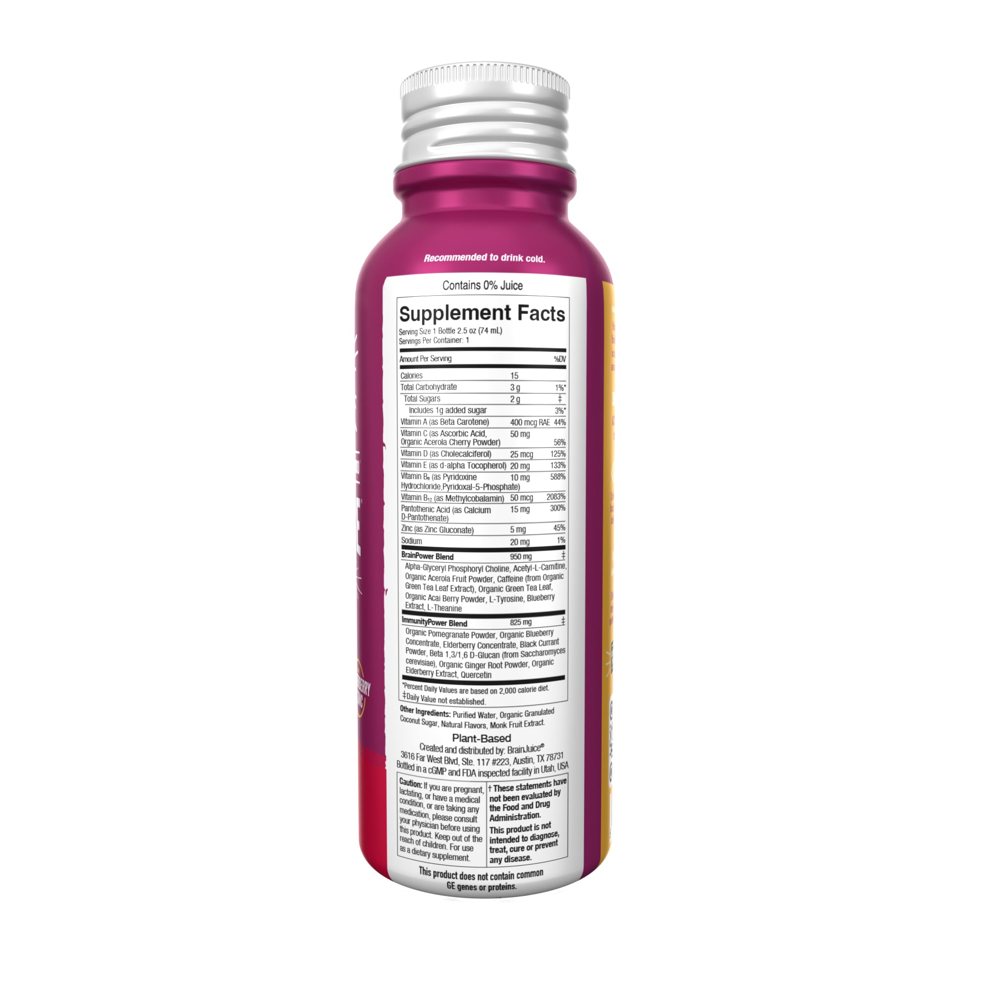 BrainJuice Immunity Shot on-the-go use, easy daily refresh.