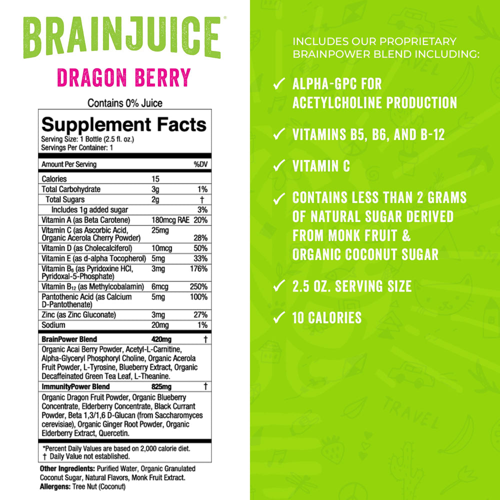 BrainJuice Kids gluten-free vegan icon on packaging