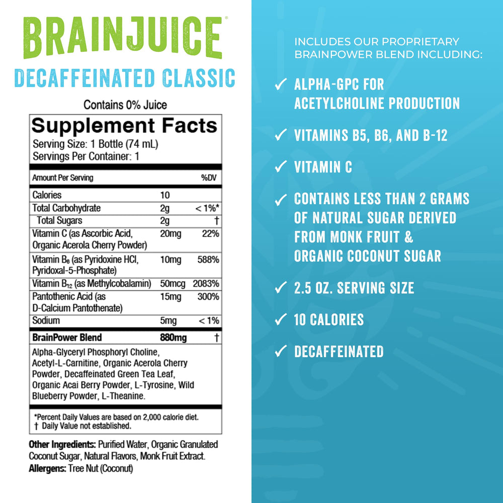 BrainJuice Non-GMO glyphosate-free brain shot for clean nutrition.