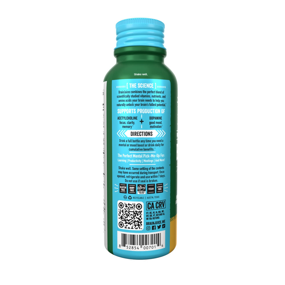 BrainJuice recyclable aluminum packaging supports sustainable choice.