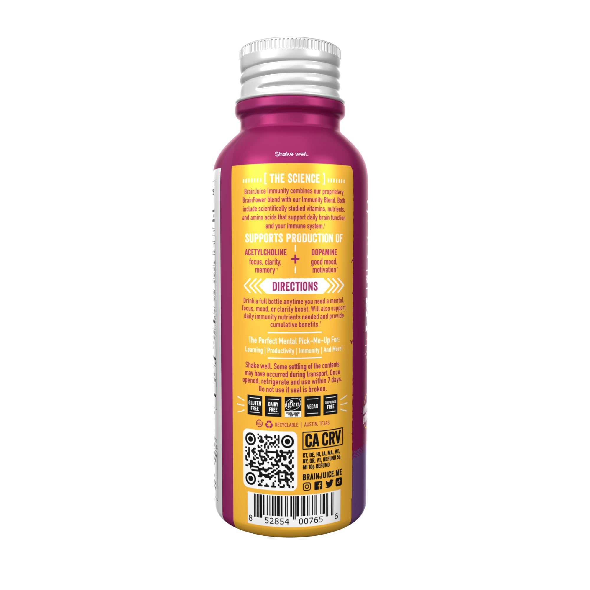 BrainJuice Shot glass with citrus garnish signals refreshing energy