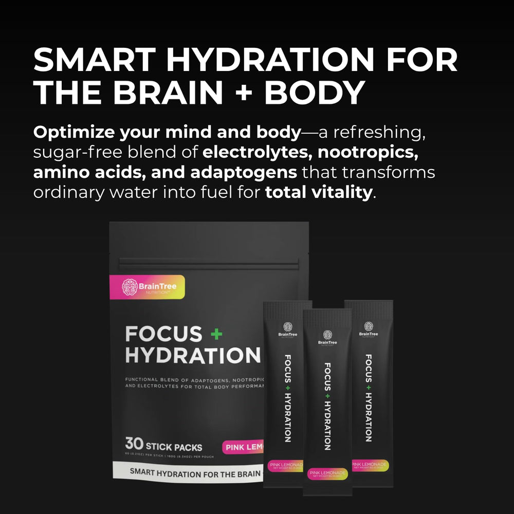 BrainTree Focus Hydration electrolytes and minerals for balanced hydration during activity