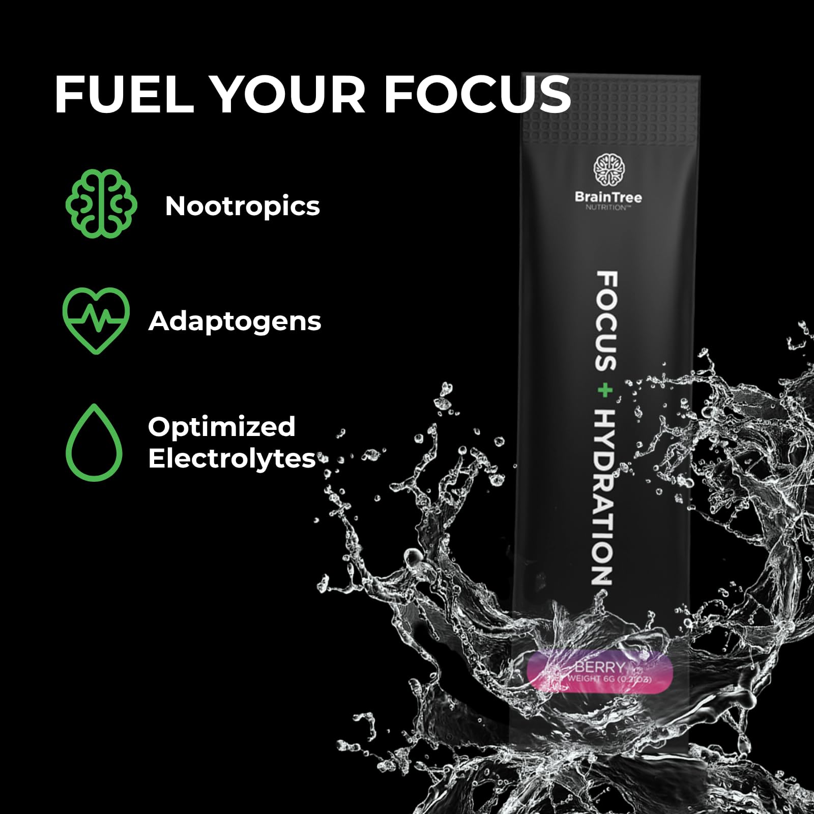 BrainTree Nutrition berry ingredients close-up highlighting electrolytes and minerals