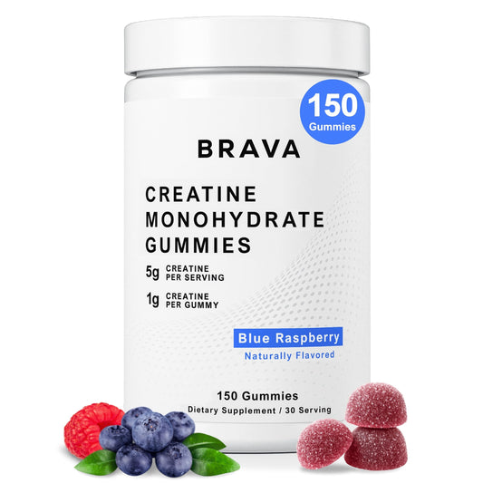 BRAVA NUTRITION Brava Creatine Gummies bottle for convenient daily supplementation.