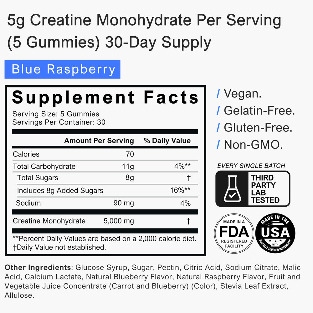 BRAVA Creatine Gummies in hand, paired with hydration.