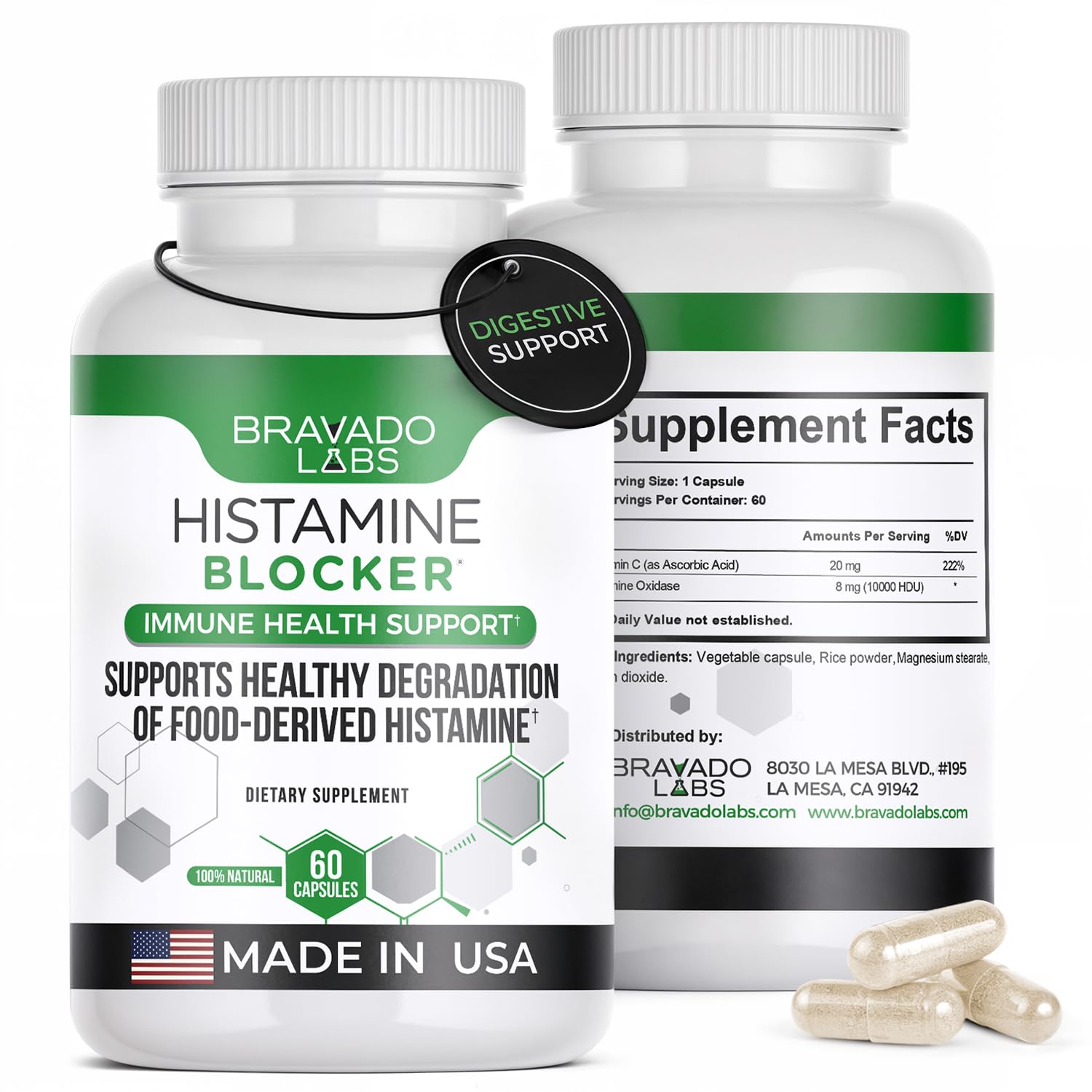 Bravado Labs DAO bottle front for daily histamine support