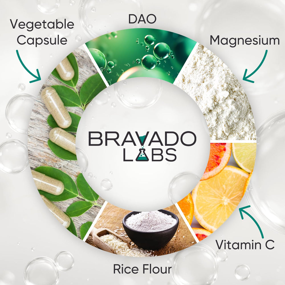 Bravado Labs label closeup communicates non-GMO and gluten-free claims