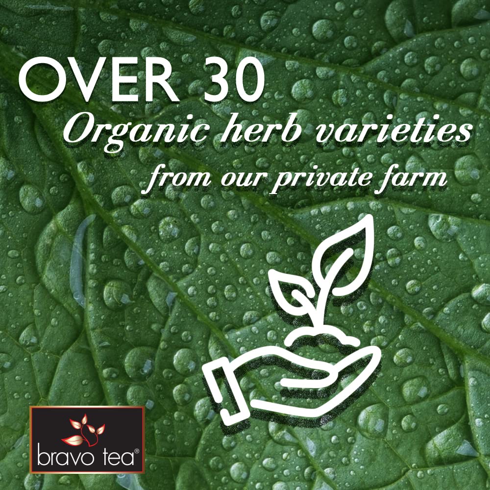 Bravo Tea Bye Cough peppermint stem image with refreshing notes in a cup