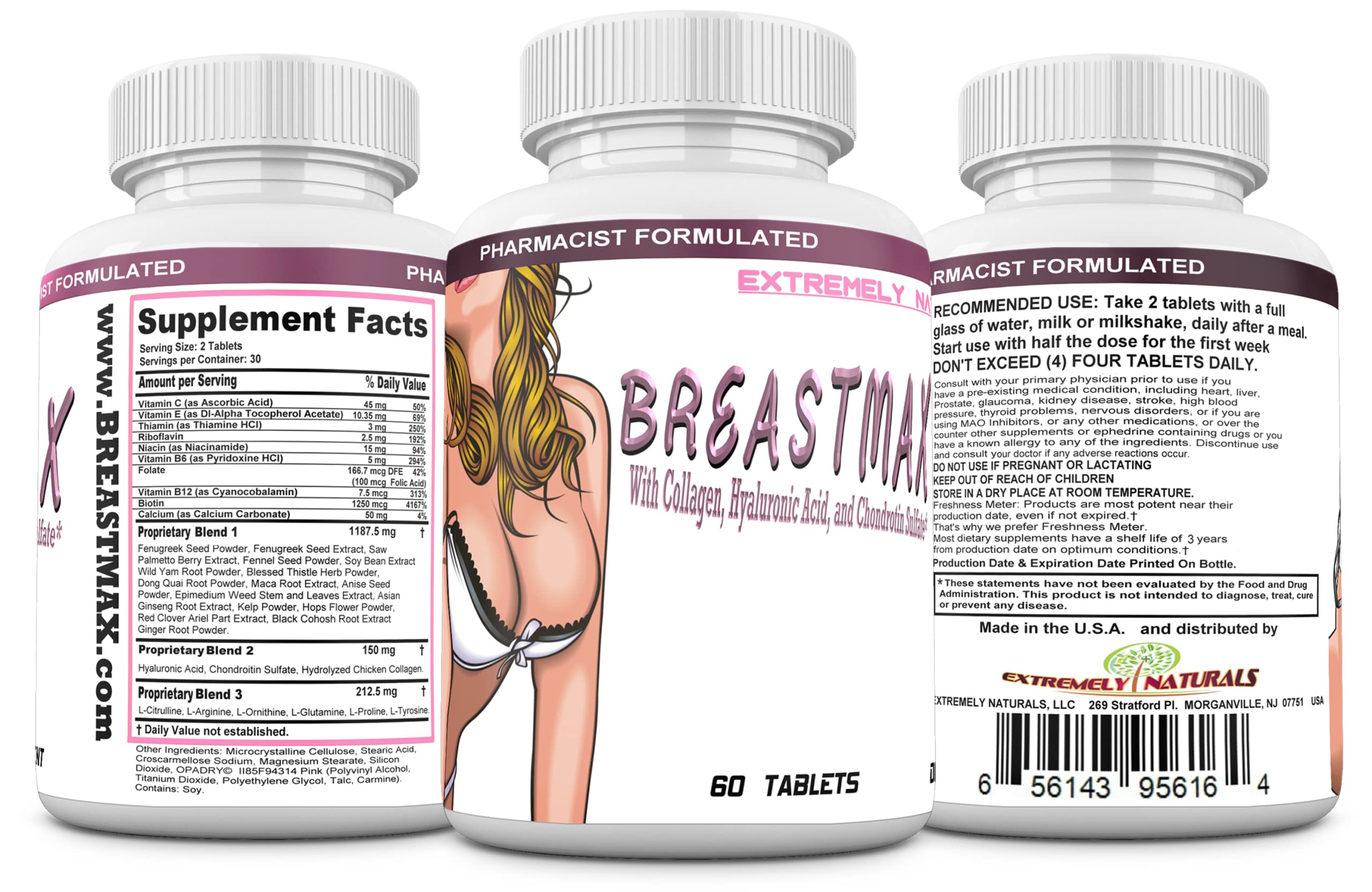 BREASTMAX full-bust silhouette hints at feminine curves from natural ingredients.