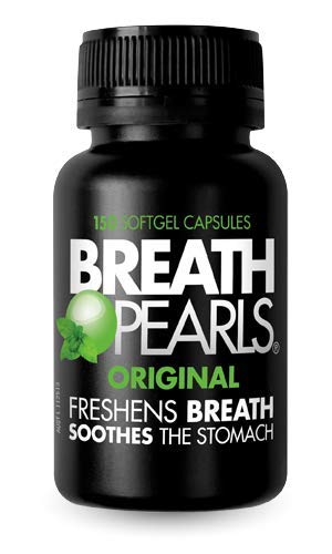 Breath Pearls Original six pack front image highlights long lasting natural breath support.