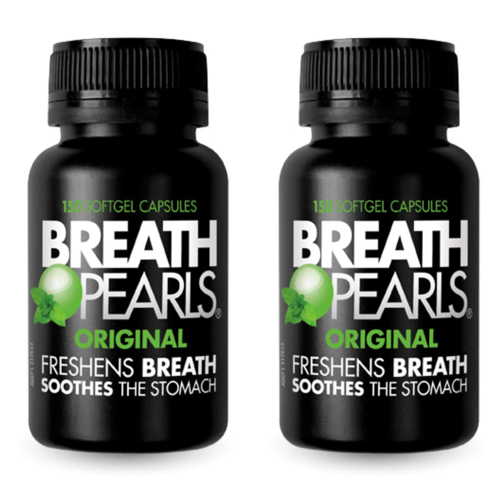 Breath Pearls Original peppermint-parsley softgels deliver long-lasting fresh breath.