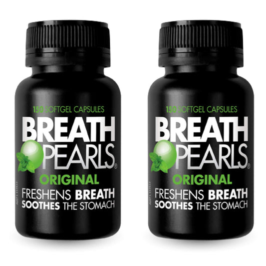 Breath Pearls Original peppermint-parsley softgels deliver long-lasting fresh breath.