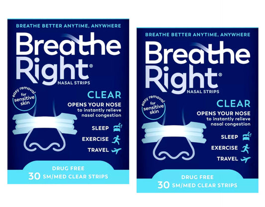 Close-up of Breathe Right nasal strip for gentle skin-friendly support