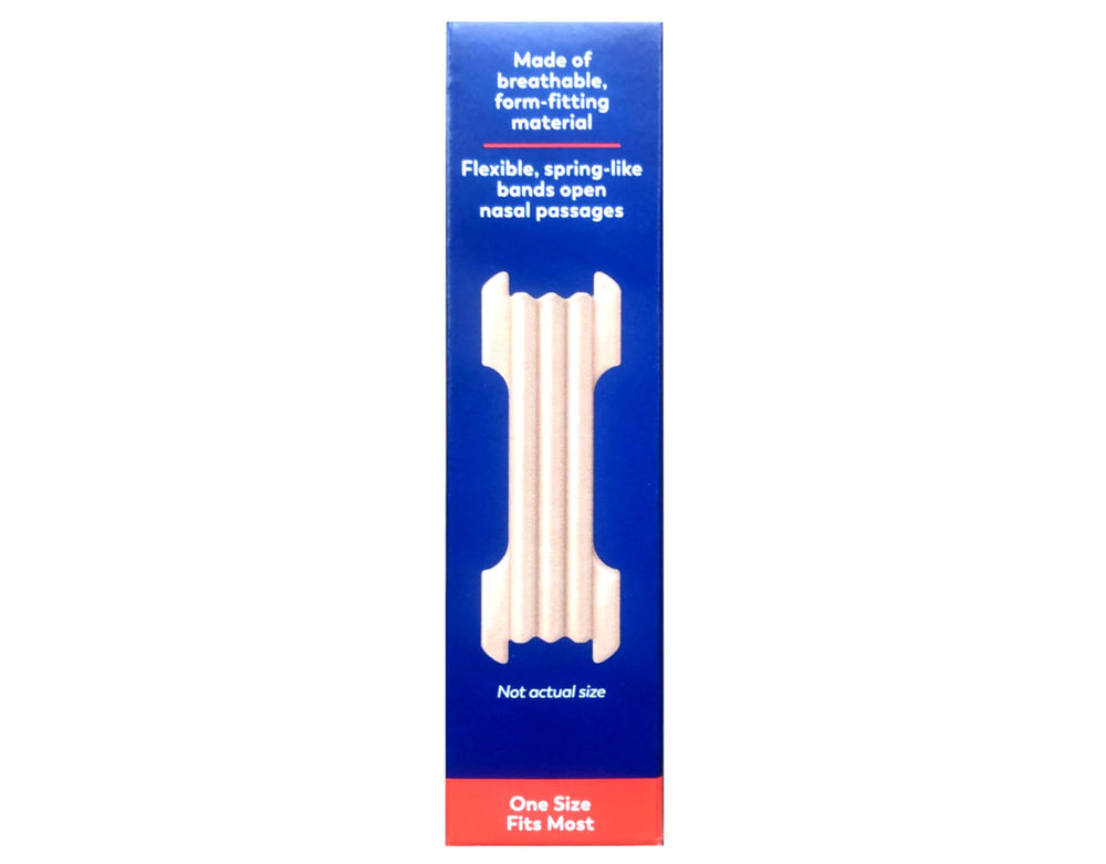 Breathe Right nasal strip in night-use setting for easier breathing during sleep