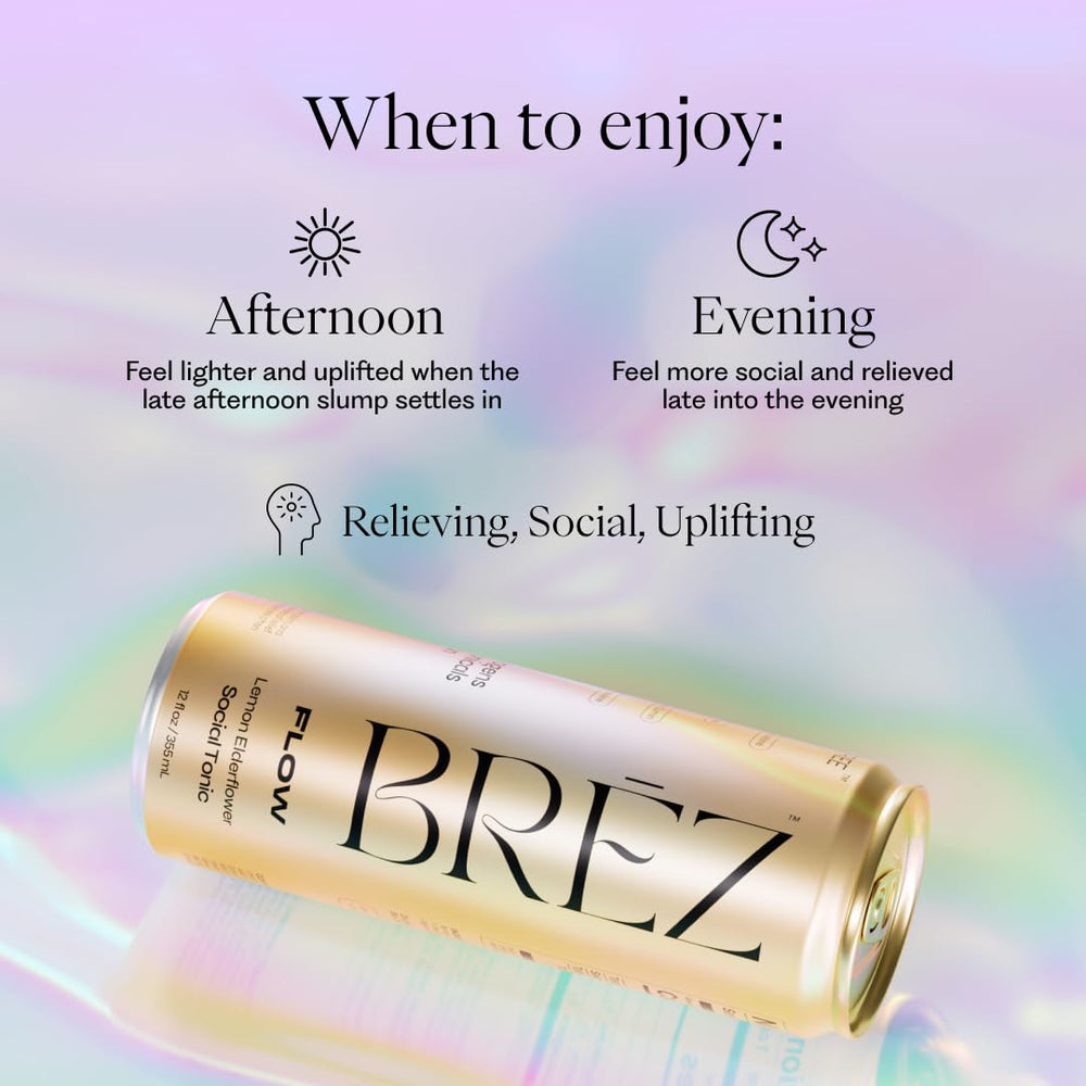 BRĒZ Flow black seed oil bottle emphasizes nourishing ingredients for a mindful sip