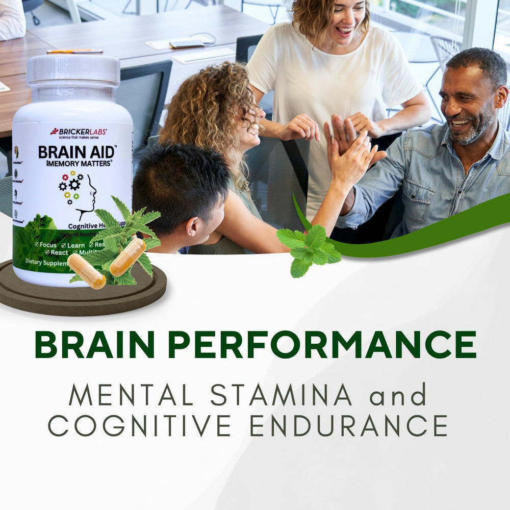 Bricker Labs brain aid capsules positioned for daily cognitive performance and clarity.