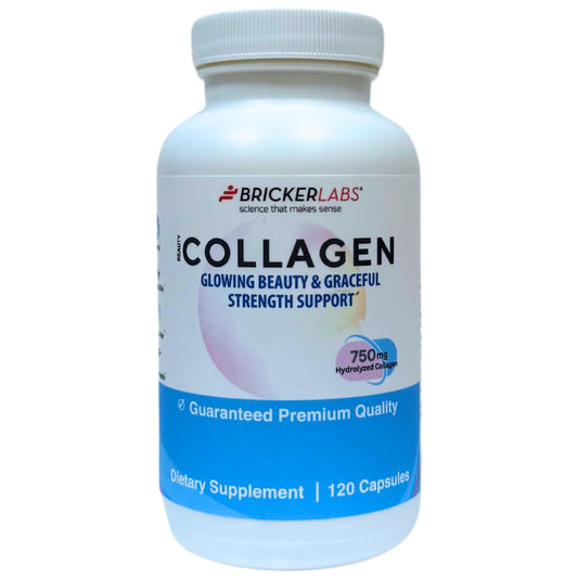 Bricker Labs collagen bottle front view for daily skin and joint support