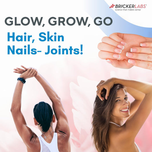Close-up of Bricker Labs collagen capsules for easy daily use