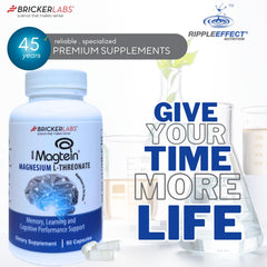 Bricker Labs Magtein bottle beside a night routine for calm evenings