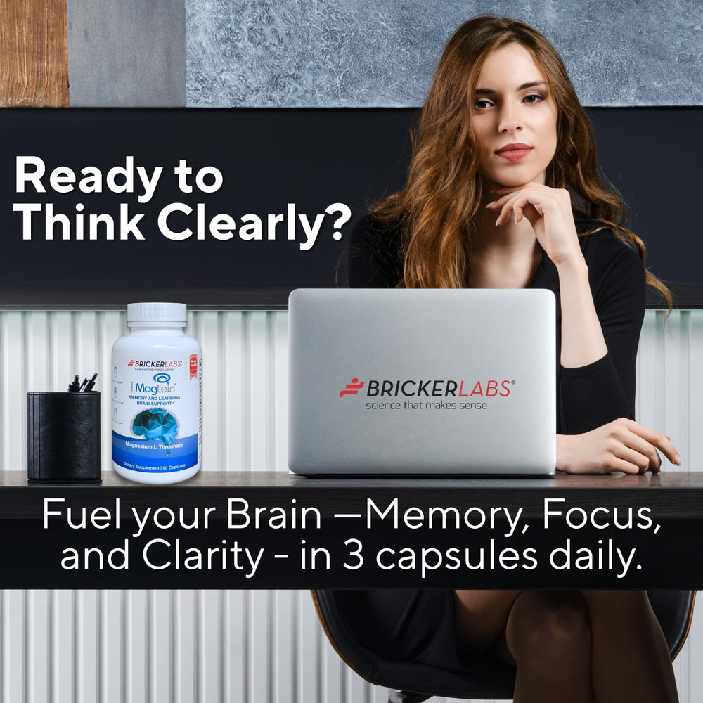 Bricker Labs Magtein glass with capsules ready to take with water