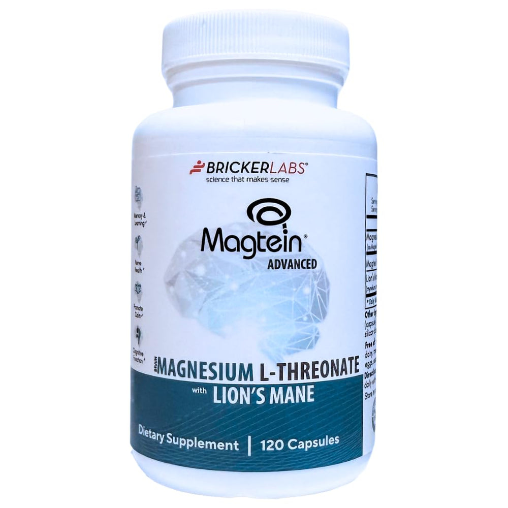 Bricker Labs Magtein Lion Mane bottle front view for brain health support