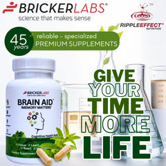 Bricker Labs Memory Matters packaging highlights cGMP USA facility quality.